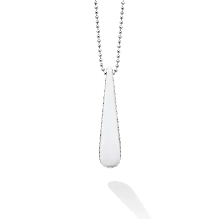 Signature Caviar Smooth Silver Drop Pendant Necklace