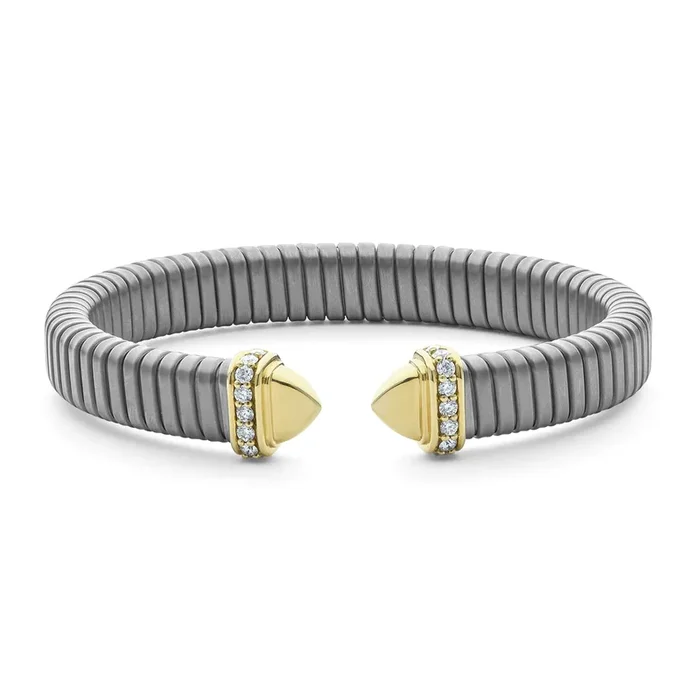 Signature Caviar Titanium Diamond Cuff Bracelet | 9mm