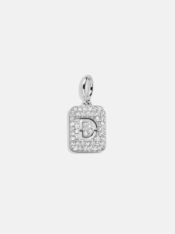 Silver Block Pave Cluster Charm – D