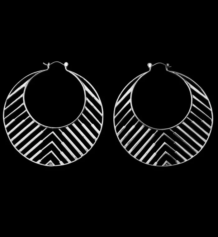 Silver Chevron Titanium Hangers – Earrings