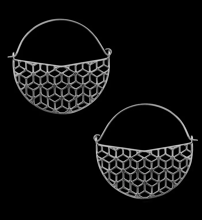 Silver Rhombille Titanium Hangers – Earrings