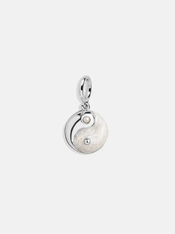 Silver Yin & Yang Cluster Charm – Silver Pearl Yin & Yang