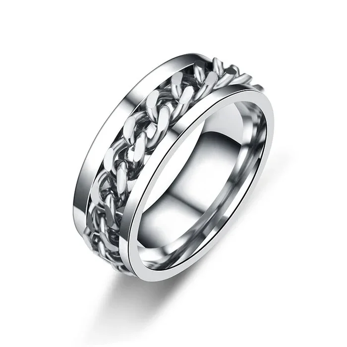 Simple Men’s Titanium Steel Rotatable Ring