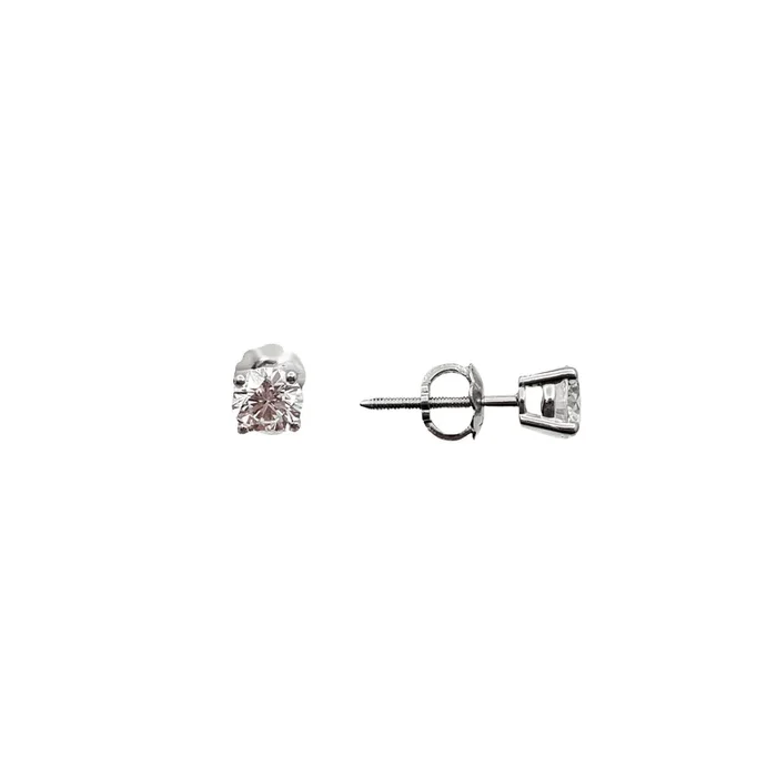 Single Diamond Stone Earrings (14K)