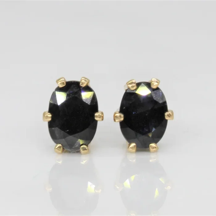 Six Prong Solitaire Sapphire Stud Earrings | 1.30ctw |
