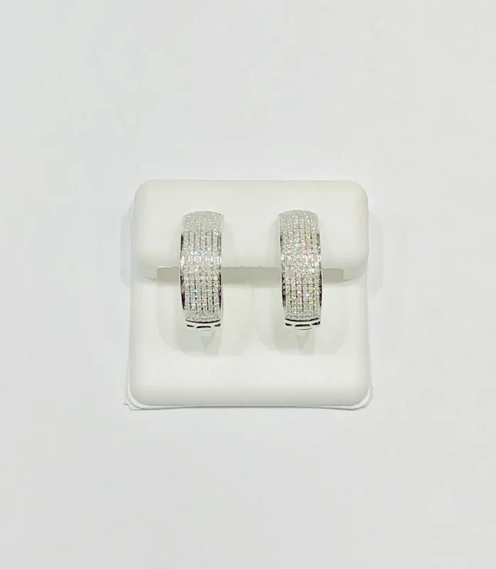 Six-Row Huggie Diamond Earrings (14K)