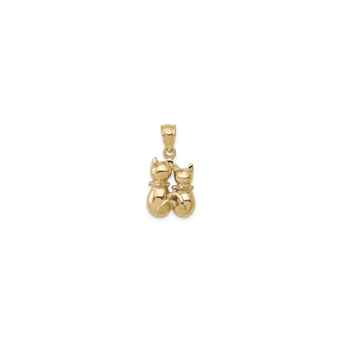 Skygazing Cat Duo Pendant (14K)