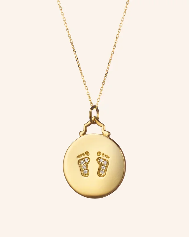 Small “Baby Feet” Necklace with Diamonds