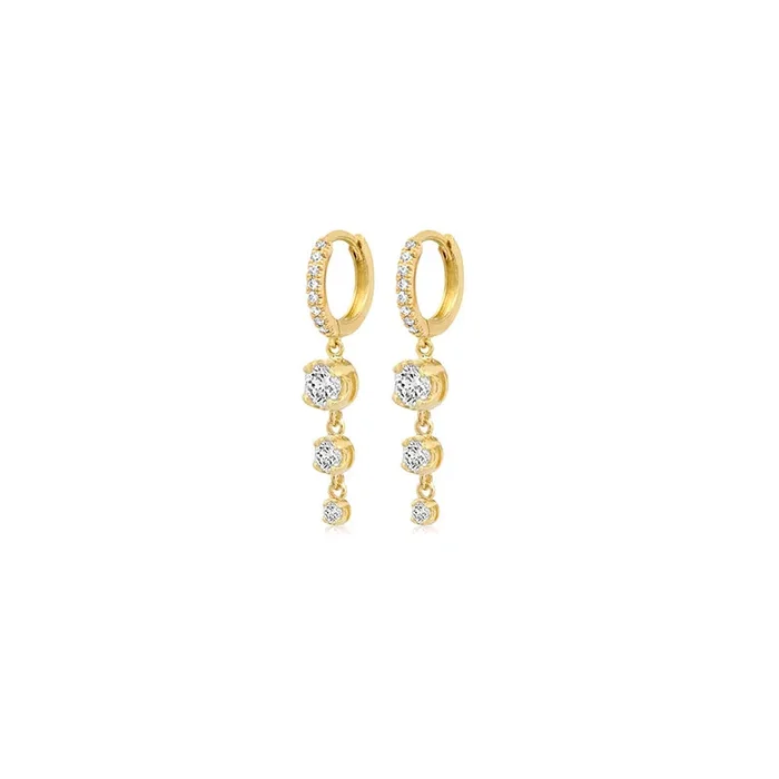Small Diamond Huggies with Graduated Illusion Set Diamond Drop