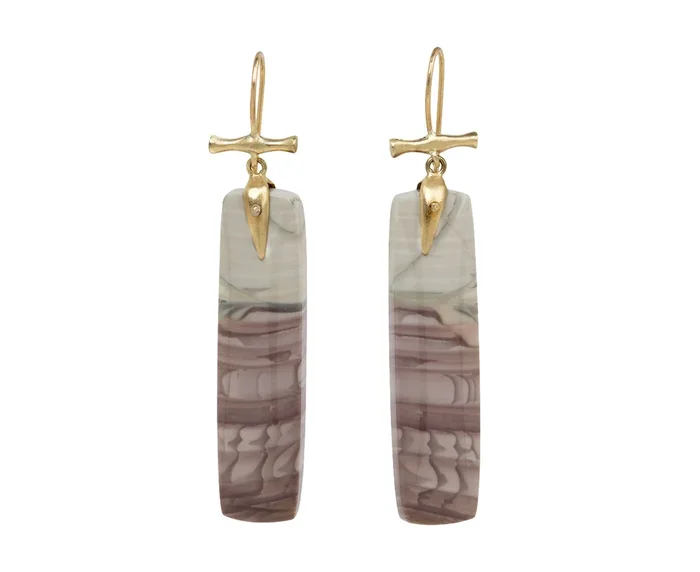 Small Jasper Japanese Scroll Earrings