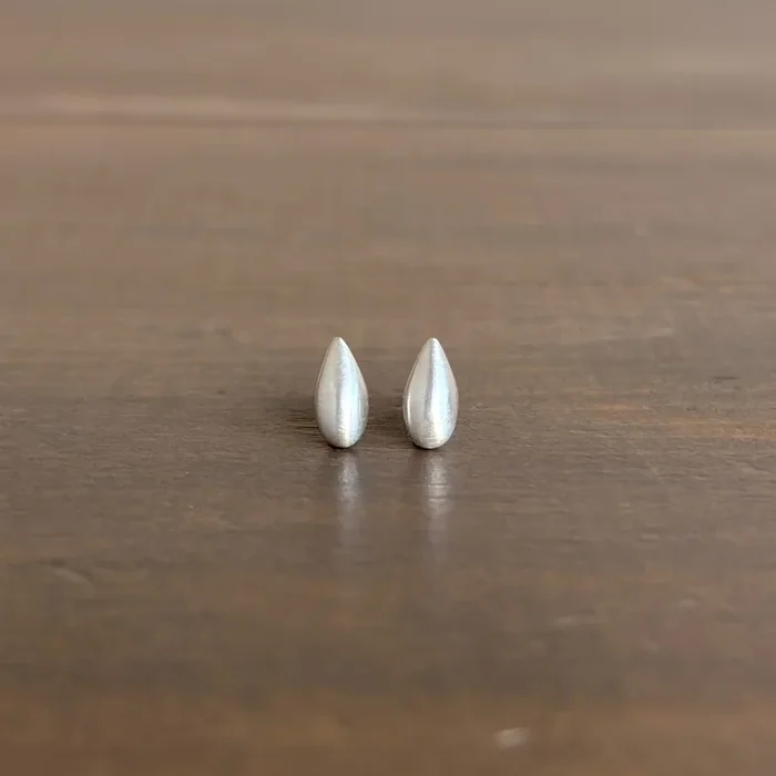 Small Liquid Sterling Silver Drop Stud Earrings
