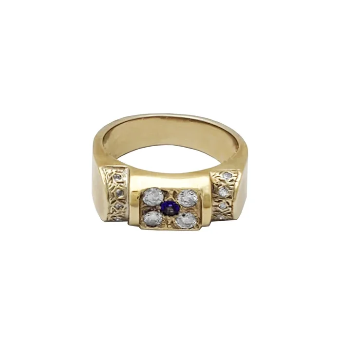 Small Sapphire Diamond Ring (14K)