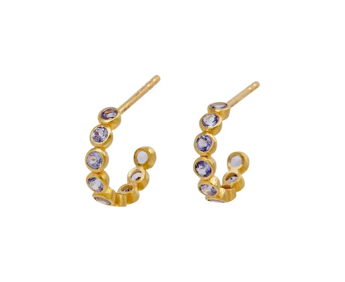 Small Tanzanite Bollywood Hoop Earrings