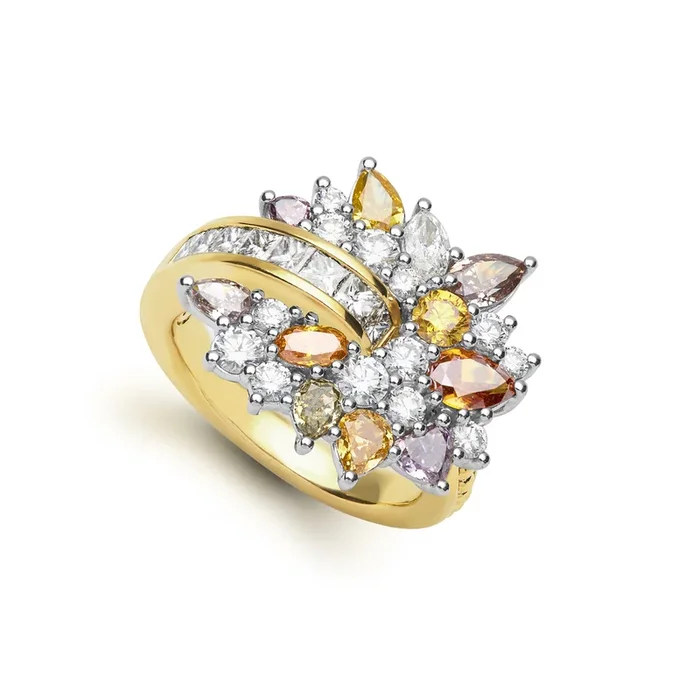 SML 18K Gold Colorful Diamond Ring