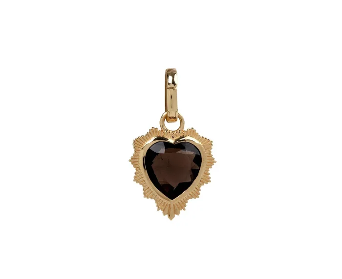 Smoky Quartz Gemstone True Love Heart Medallion ONLY