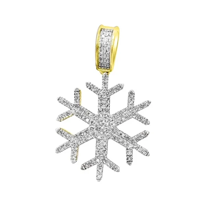 Snowflake Diamond Pendant .35cttw 10K Yellow Gold