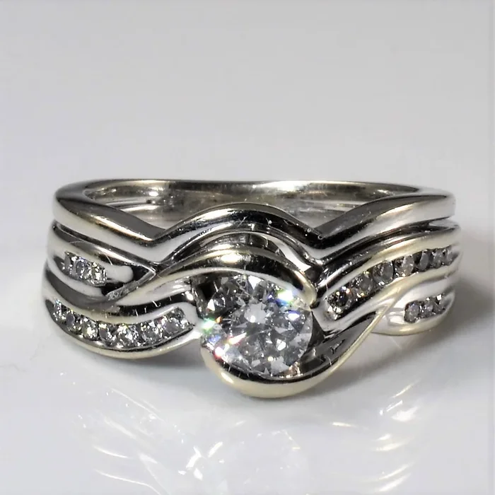 Soldered Bypass Diamond Wedding Ring Set | 0.55ctw | SZ 4.5 |