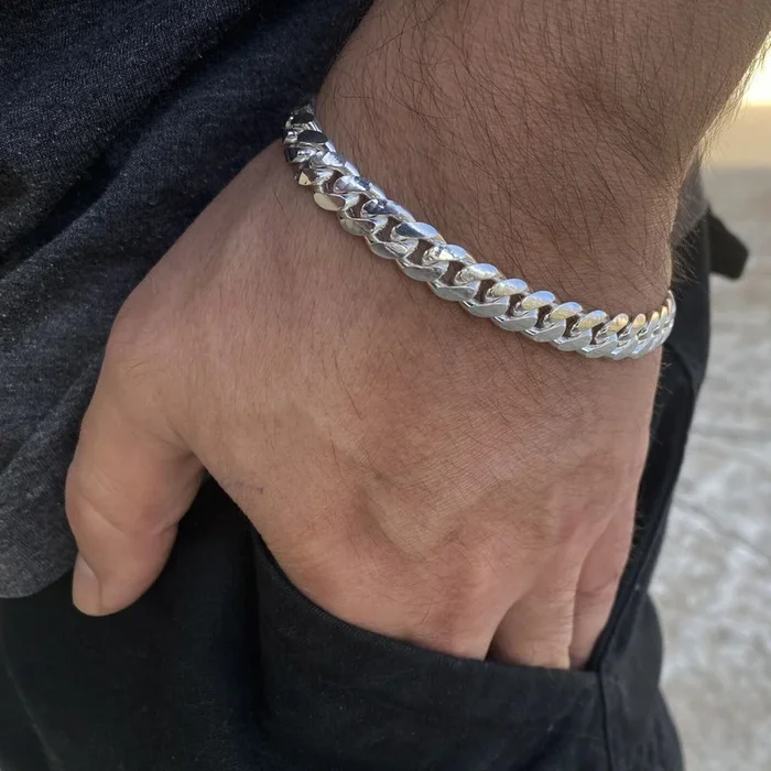 Solid 925 Sterling Silver Miami Cuban Link Bracelet 8.5″ in x 8mm