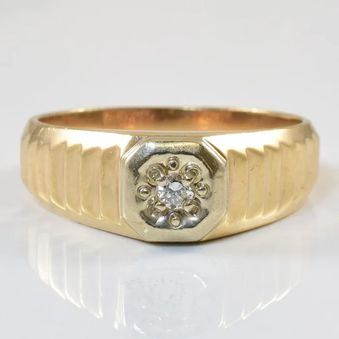 Solitaire Diamond Textured Ring | 0.05ct | SZ 9 |