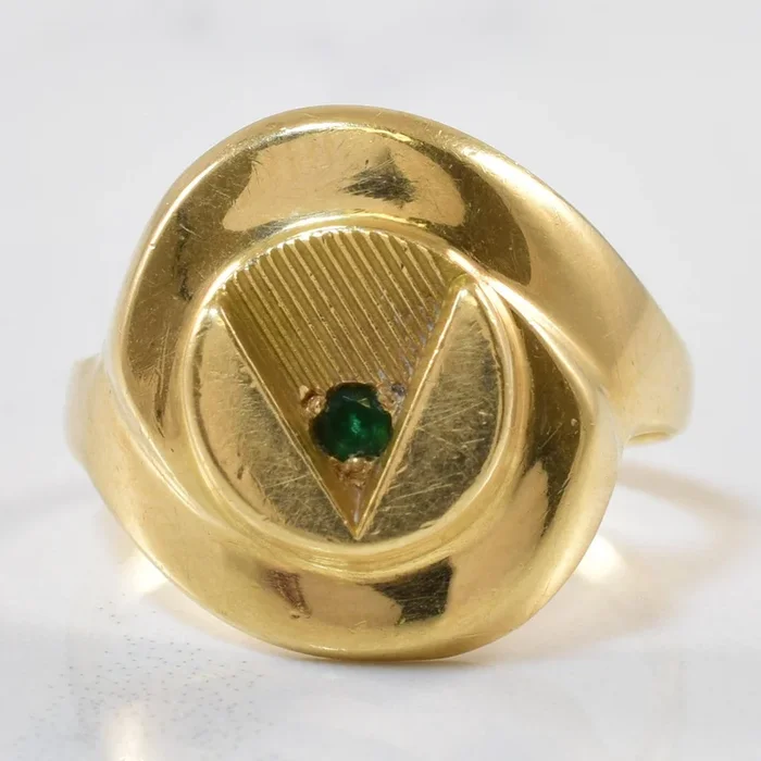 Solitaire Emerald Signet Ring | 0.03ct | SZ 6.5 |