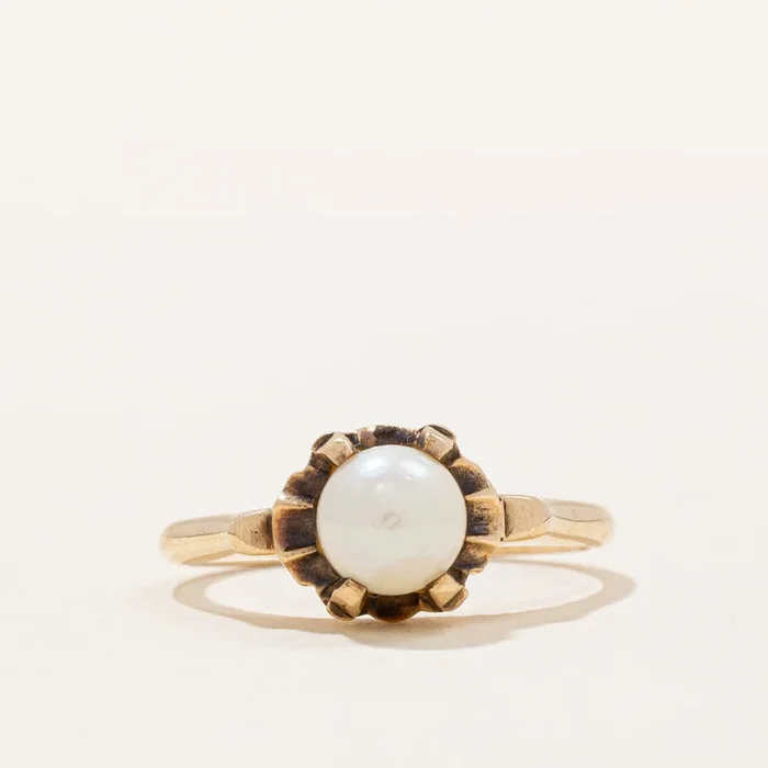 Solitaire Set Pearl Ring | 6.00mm | SZ 5 |