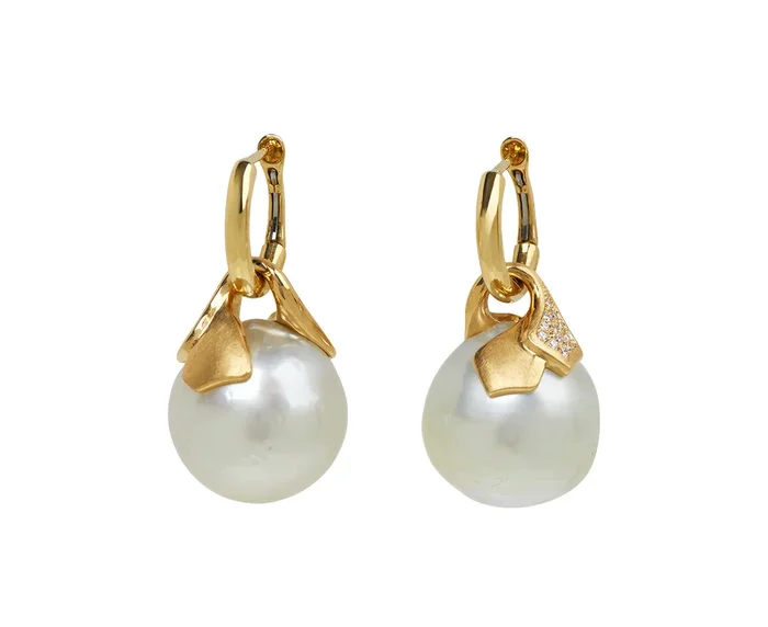 South Sea Pearl and Diamond Earrings