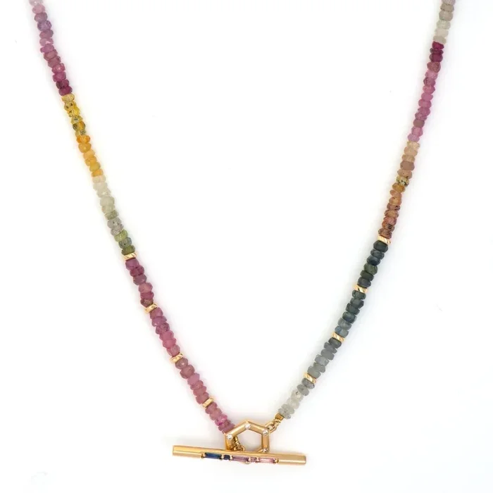 Sparkling Sea Sapphire Toggle Necklace 20″