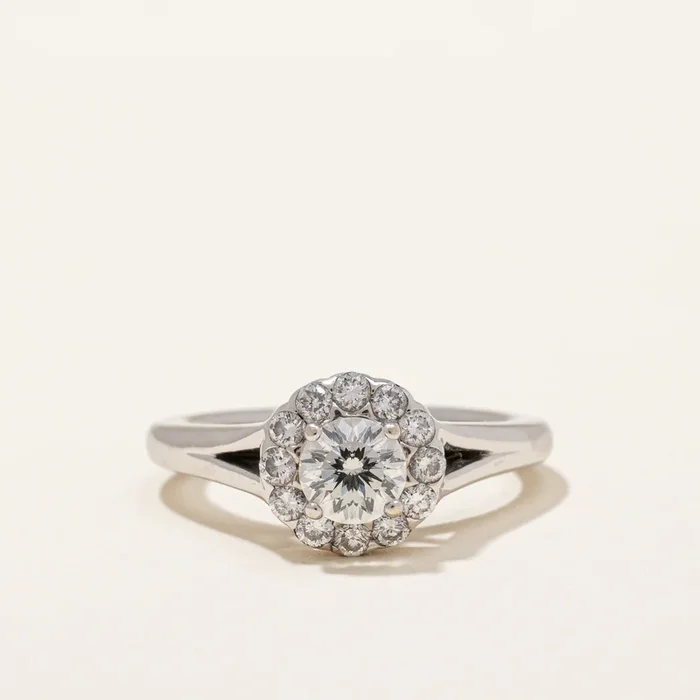 Split Shank Canadian Diamond Halo Ring | 0.79 ctw | SZ 5.25 |