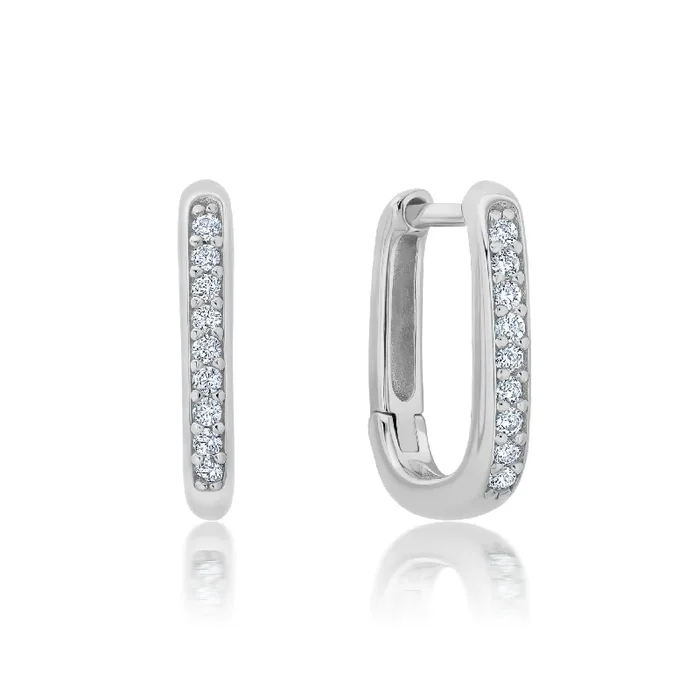 Square Huggie Hoops Finished in Platinum