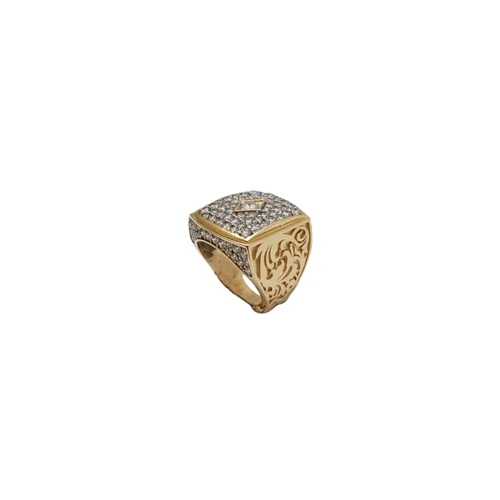 Square Iced-Out Ring (14K)