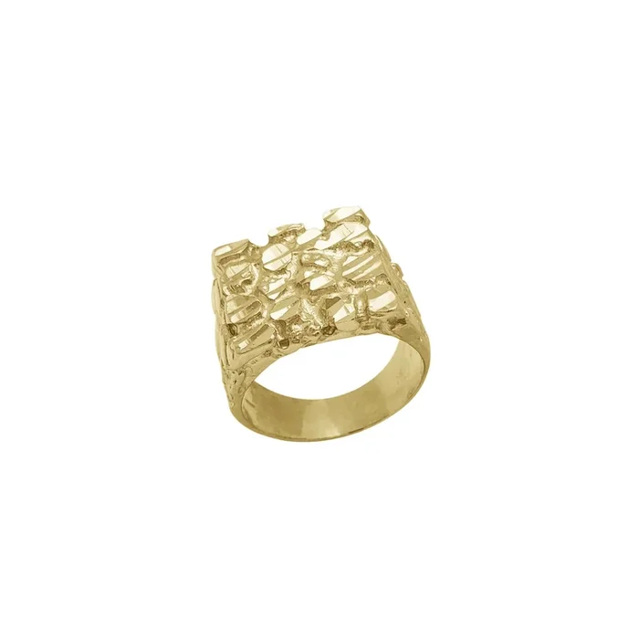Square Nugget Man Ring (10K)
