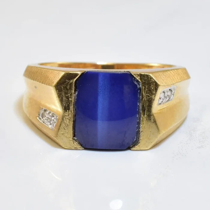 Star Sapphire & Diamond Flat Edge Ring | 3.50ct, 0.02ctw | SZ 9.25 |