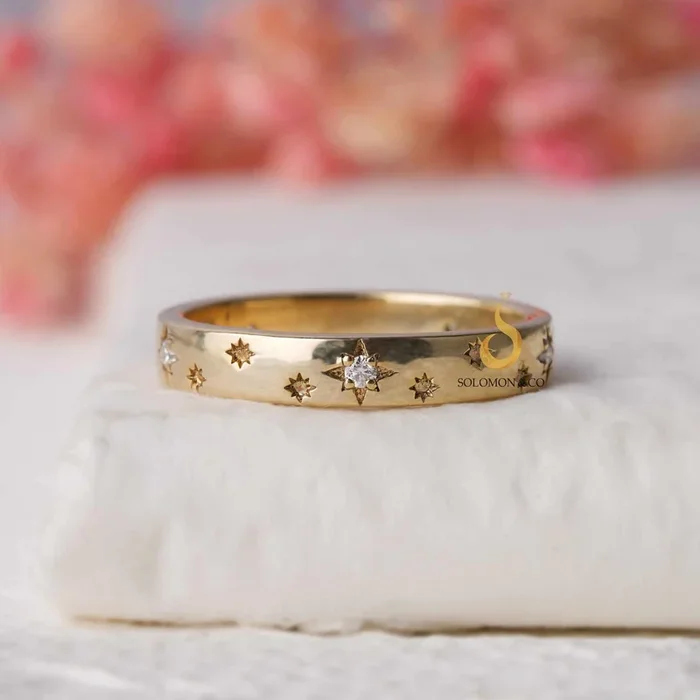 Starburst Diamond Wedding Band