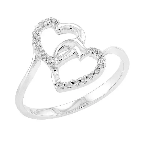 Sterling Silver 0.10CTW DIAMOND HEART RING