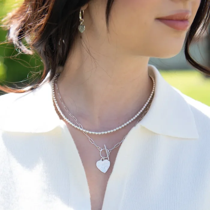 Sterling Silver 4mm Beaded Lux Necklace