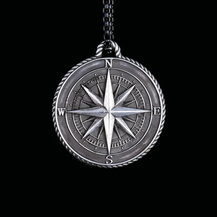 Sterling Silver Compass Pendant