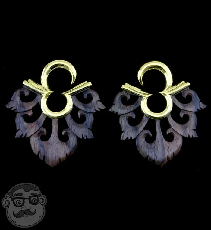 Stipule Wood & Brass Ear Weights