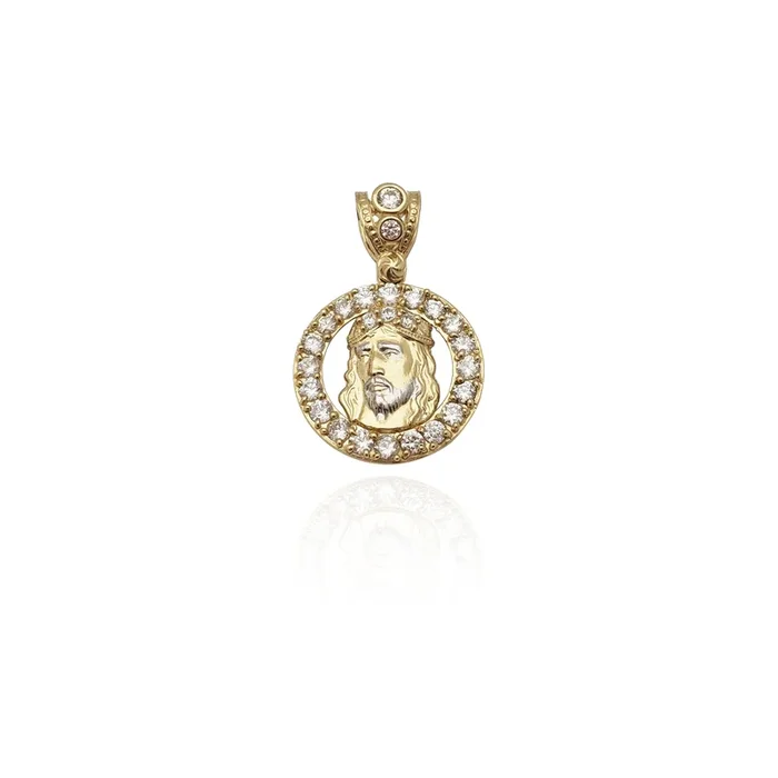 Stoneset Frame Jesus Pendant (14K)