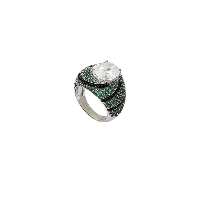 Surface Swirl CZ Ring (Silver)