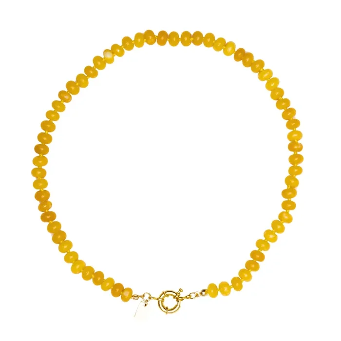 Sweet Stone Beaded Knotted Necklace – Yellow