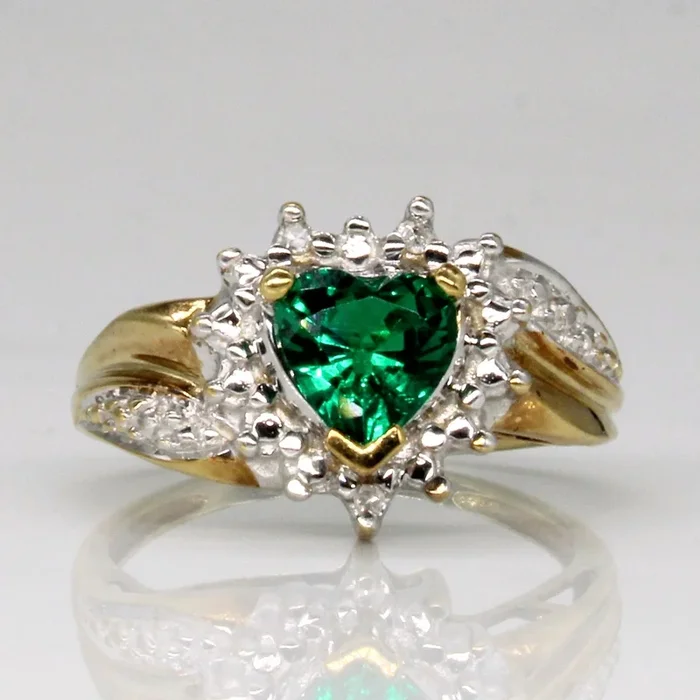 Synthetic Emerald & Diamond Cocktail Ring | 0.70ct, 0.02ctw | SZ 4.75 |