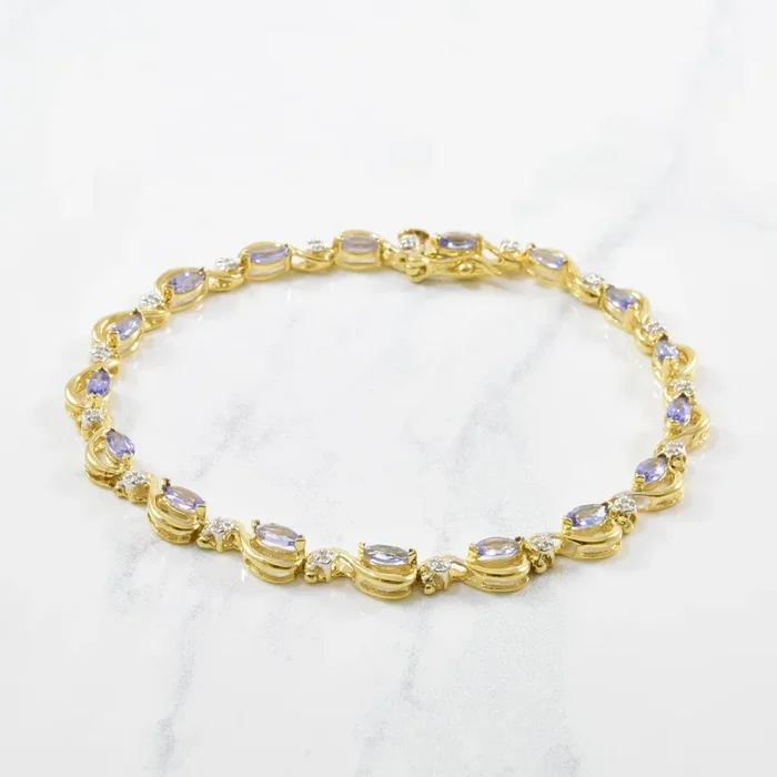 Tanzanite & Diamond Accented Gemstone Bracelet | 2.20ctw, 0.04ctw | 7.5″ |