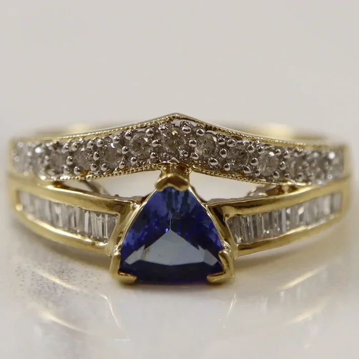 Tanzanite & Diamond Chevron Ring | 0.70ct, 0.30ctw | SZ 7 |