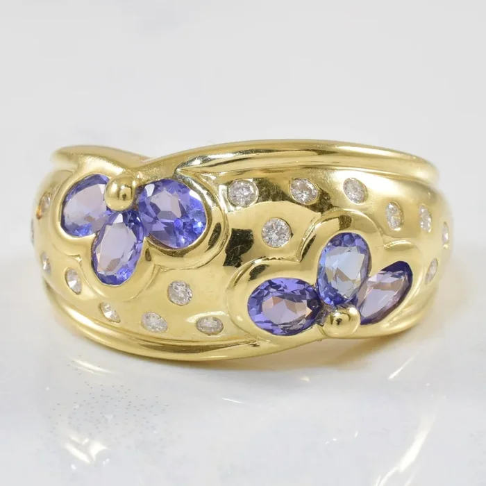 Tanzanite & Diamond Flower Petal Ring | 0.16ctw, 1.00ctw | SZ 8.25 |