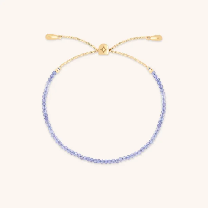 Tanzanite December Beaded Bracelet in Solid Gold
