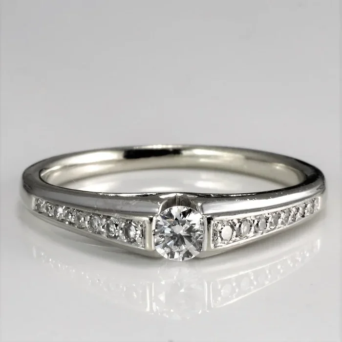 Tapered Diamond Engagement Ring | 0.19ctw | SZ 5.5 |