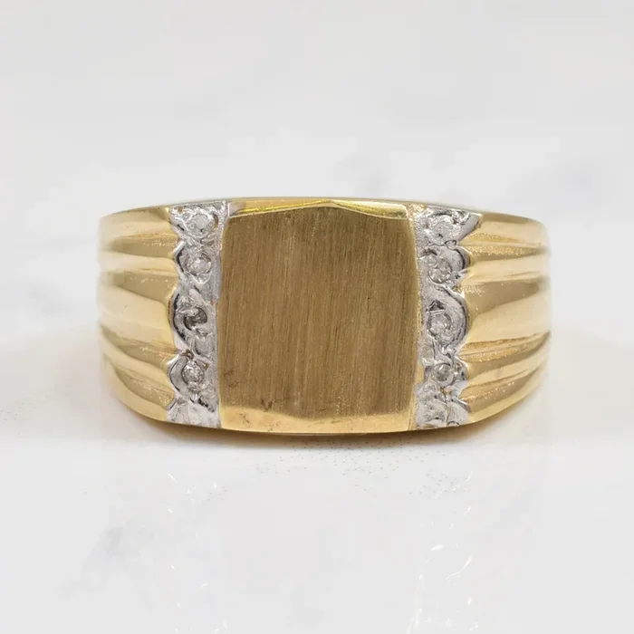 Tapered Diamond Signet Ring | 0.03ctw | SZ 11 |