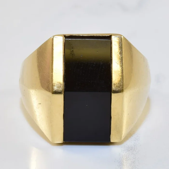 Tapered Flat Cab Onyx Ring | 4.00ct | SZ 10.5 |