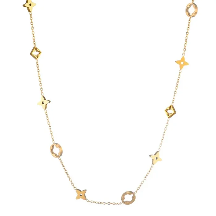 Tarnish Resistant 18k Gold Plated Mixed Clover Necklace