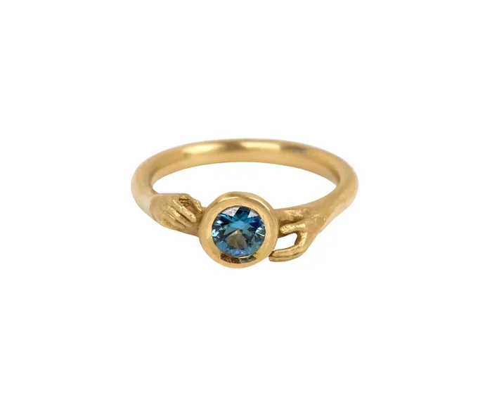 Teal-Blue Sapphire AOI Ring